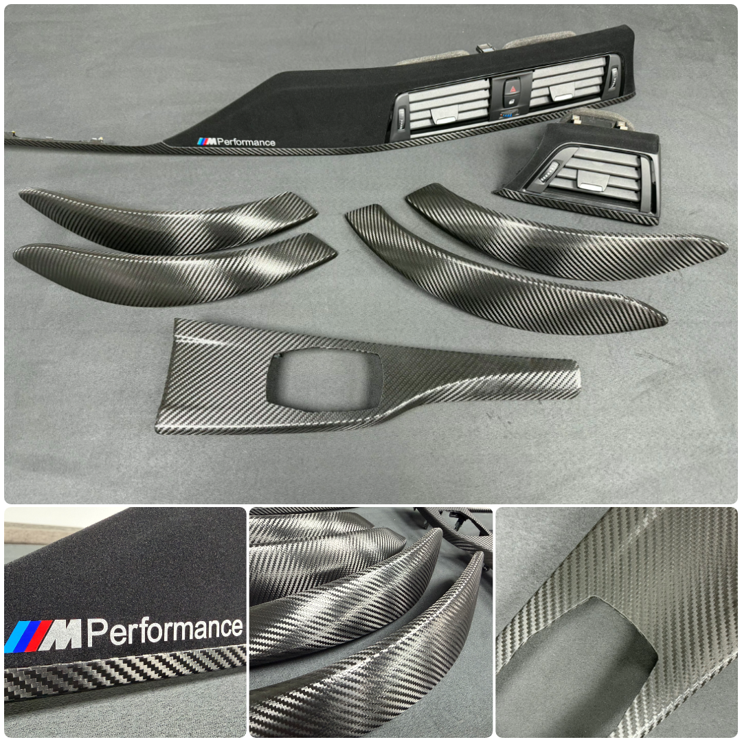 BMW F30 F31 F36 F80 M3 - PERFORMANCE STYLE / DEEP TEXTURED GLOSSY CARBON INTERIOR TRIM SET (MTD-TEX)